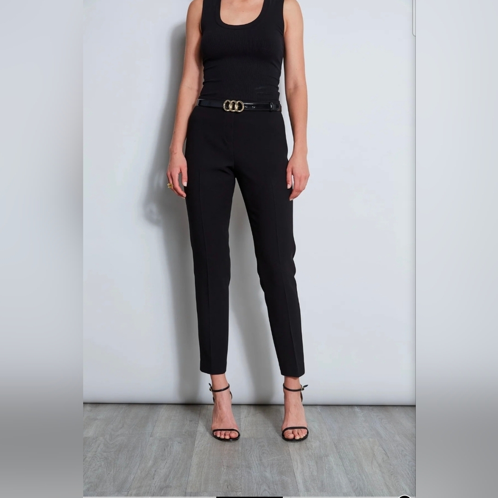 ❤️ ELIE TAHARI HIGH RISE SLIM FIT CREPE PANTS /TROUSERS, BLACK, 2 (26) - Picture 4 of 15